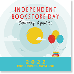colorful; poster of book as base of hot air balloons saying Independent Booksellers Day