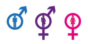masculine, feminine, and joint masculin/feminine sexual symbols 