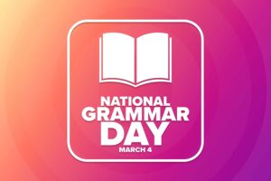 Poster saying National Grammar Day