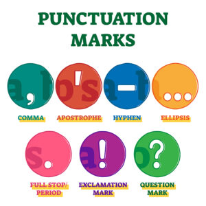 colorful chart of different punctuation marksd