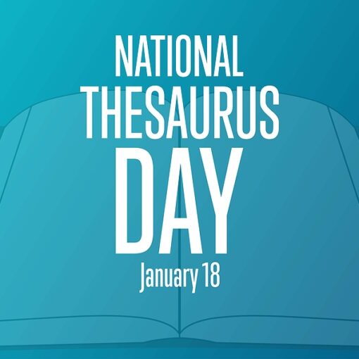 Poster with words "National Thesaurus Day - January 18th