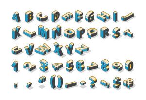 colorful typeset alphabetical letters and punctuation marks