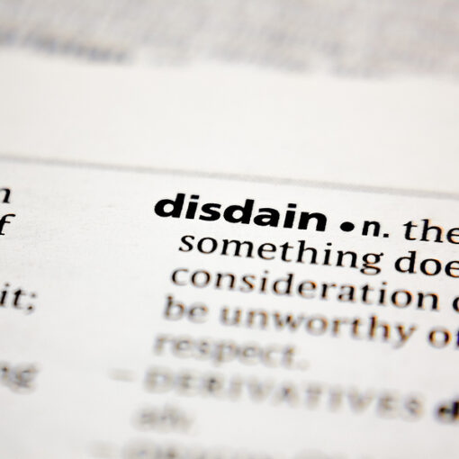 pagea of dictionary explasining meaning of the word disdain
